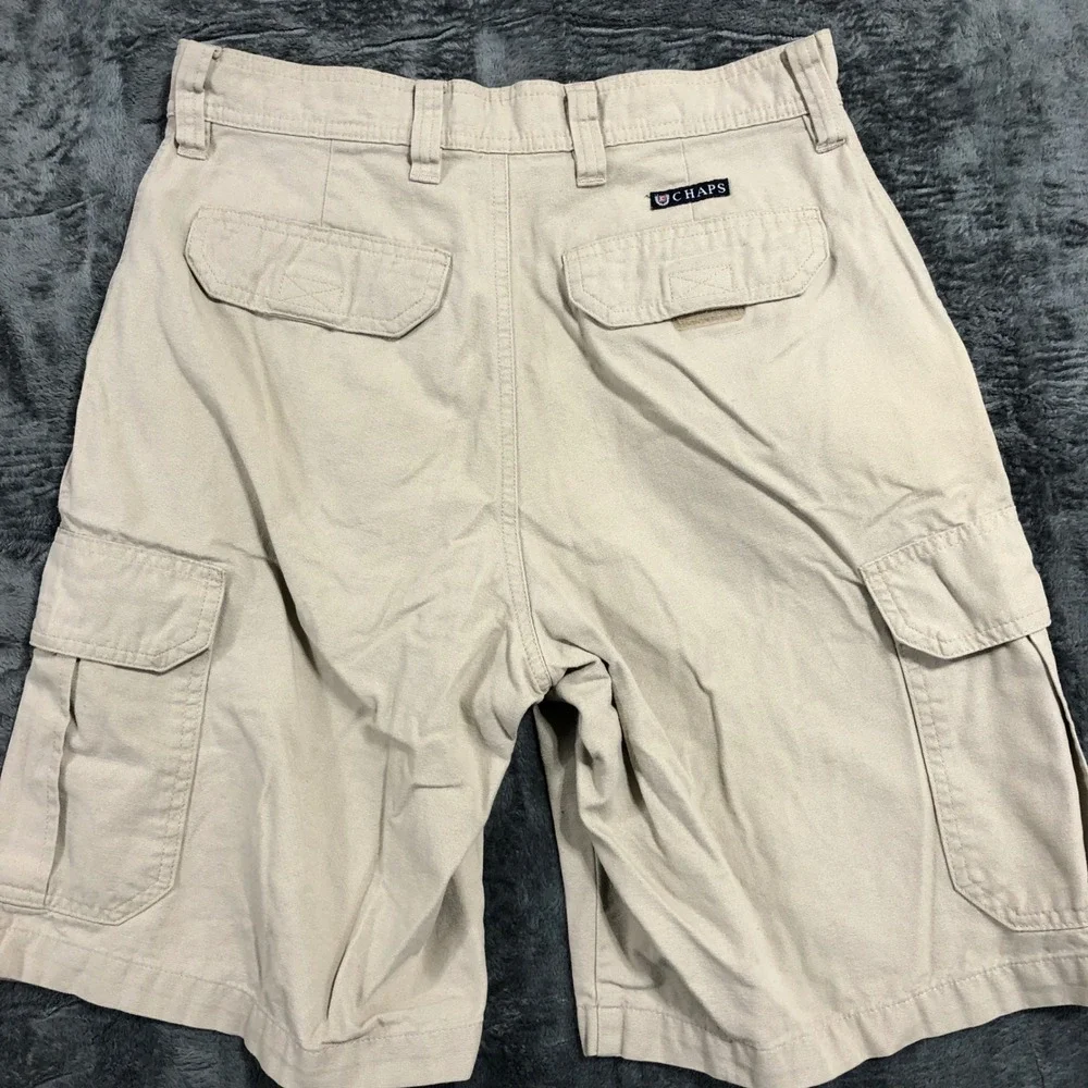 Chaps Cargo Shorts Mens 29 Tan Khaki Cotton‎ Canvas Multi Pocket WPL-125